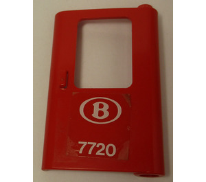 LEGO Red Door 1 x 4 x 5 Train Right with "B 7720" Sticker (4182)