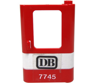 LEGO Rood Deur 1 x 4 x 5 Trein Rechts met Zwart 'DB' en Wit '7745' Sticker (4182)