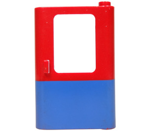 LEGO Red Door 1 x 4 x 5 Train Right with Blue Bottom Half (4182)