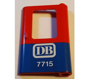 LEGO Red Door 1 x 4 x 5 Train Right with Blue Bottom Half and DB 7715 Sticker (4182)