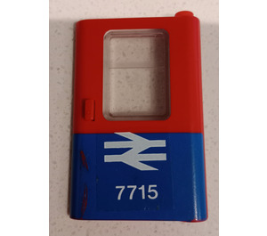 LEGO Red Door 1 x 4 x 5 Train Right with Blue Bottom Half with British Rail 7715 Sticker