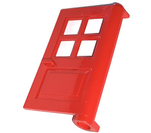 LEGO Red Door 1 x 4 x 5 with 4 Panes with 1 Point on Pivot