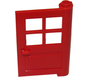 LEGO Red Door 1 x 4 x 5 with 4 Panes with 2 Points on Pivot (3861)