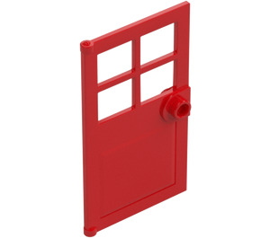 LEGO Red Door 1 x 4 x 6 with 4 Panes and Stud Handle (60623)