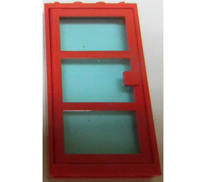 LEGO Red Door Frame 1 x 4 x 6 with Red Door with Transparent Light Blue Glass