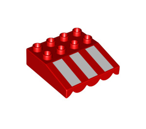LEGO Red Duplo Awning with White stripes (Long Stripes) (37077 / 61899)