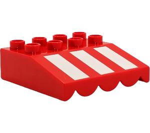 LEGO rouge Duplo Awning avec blanc Rayures (Rayures courtes) (24992 / 36996)