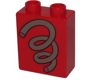 LEGO Red Duplo Brick 1 x 2 x 2 with Spring / Coil without Bottom Tube (4066)