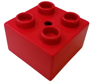 LEGO rouge Duplo Brique 2 x 2 avec Petit Centre Trou