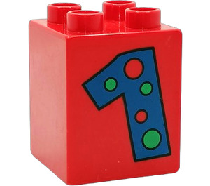 LEGO Red Duplo Brick 2 x 2 x 2 with "1" (31110)