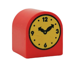 LEGO Red Duplo Brick 2 x 2 x 2 with Curved Top with Clock (3664)