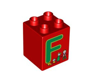 LEGO Red Duplo Brick 2 x 2 x 2 with F for Friends (31110 / 92996)