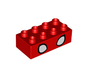 LEGO rot Duplo Backstein 2 x 4 mit Spider-Man Augen (3011 / 77948)