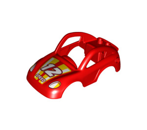 LEGO rouge Duplo Auto Châssis 6 x 10 x 3 avec "12" et "Speed" (77943)