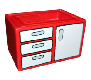 LEGO Red Duplo Sink and Cabinet