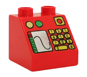 LEGO Red Duplo Slope 2 x 2 x 1.5 (45°) with Cash Register (6474)