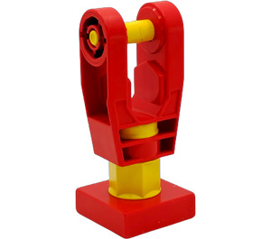 LEGO Red Duplo Toolo Turnable Support 2 x 2 x 4 with Forks and Screw with Bottom Tile with Screw