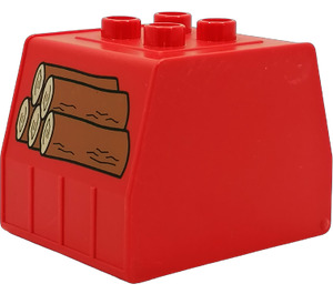 LEGO Red Duplo Train Container with Logs Pattern