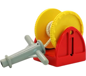 LEGO Červená Duplo Winch Stand with Yellow Drum and Light Gray Nozzle