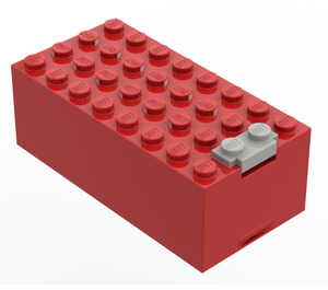 LEGO Röd Electric 9V Batteri Låda 4 x 8 x 2.3 med Botten Lock (4760 / 73955)