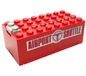 LEGO rot Electric 9V Battery Box 4 x 8 x 2.333 Cover mit Airport Pendeln Aufkleber (4760)