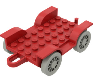 LEGO Red Fabuland Car Chassis 8 x 6.5 (Complete) (4796)