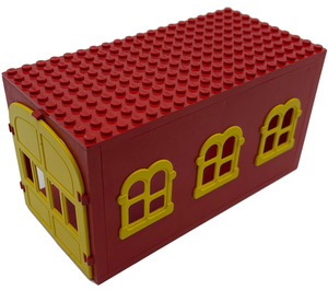 LEGO Red Fabuland Garage Block with Yellow Windows and Yellow Door