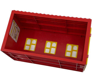 LEGO Red Fabuland Garage with Yellow Round Windows