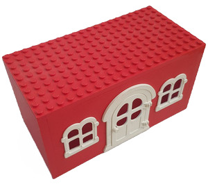 LEGO Red Fabuland House Block with White Door and Windows