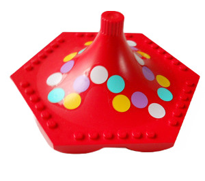LEGO Red Fabuland Merry-Go-Round Roof with Multicolored Dots Sticker