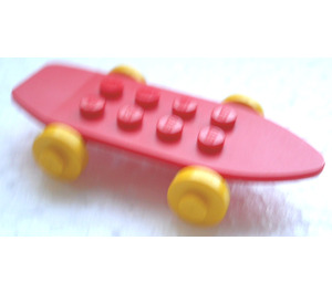 LEGO Red Fabuland Skateboard with Yellow Wheels