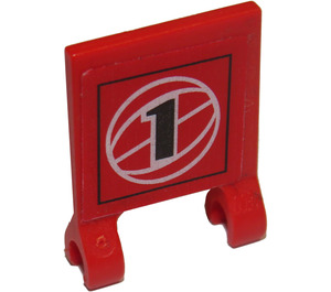 LEGO Red Flag 2 x 2 with '1' Sticker without Flared Edge (2335)