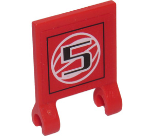 LEGO Red Flag 2 x 2 with "5" Sticker without Flared Edge (2335)