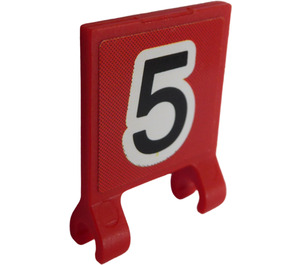 LEGO rouge Drapeau 2 x 2 avec "5" Autocollant sans bord évasé (2335)