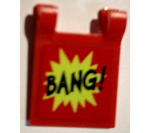 LEGO Red Flag 2 x 2 with 'BANG!' and Lime Starburst Sticker without Flared Edge (2335)