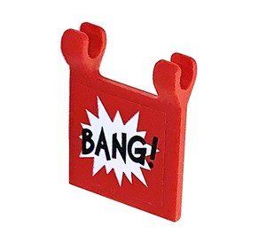 LEGO Red Flag 2 x 2 with Black 'BANG' in White Star Sticker without Flared Edge (2335 / 11055)
