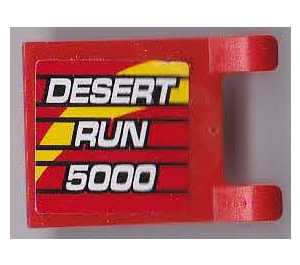 LEGO Red Flag 2 x 2 with 'DESERT RUN 5000' Sticker without Flared Edge (2335)