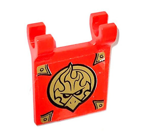 LEGO Red Flag 2 x 2 with Gold Chima Eagle Emblem and Gold Corners Sticker without Flared Edge (2335)