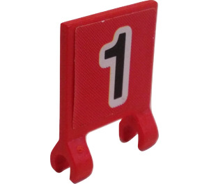 LEGO Red Flag 2 x 2 with Number 1 Sticker without Flared Edge (2335)