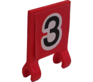 LEGO Red Flag 2 x 2 with Number 3 Sticker without Flared Edge (2335)