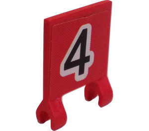 LEGO rot Flagge 2 x 2 mit Number 4 Aufkleber ohne ausgestellten Rand (2335)