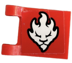 LEGO Red Flag 2 x 2 with White Lion's Head Symbol Sticker without Flared Edge (2335)