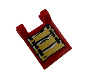 LEGO Red Flag 2 x 2 with Wooden Boards with Rope Connectors Sticker without Flared Edge (2335)