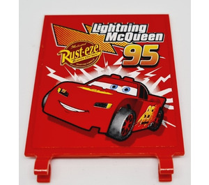 LEGO Red Flag 6 x 4 with 2 Connectors with 'Lightning McQueen 95' and Rust-eze Logo Sticker (2525)