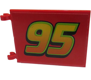 LEGO Red Flag 6 x 4 with 2 Connectors with Yellow '95' Sticker (2525)