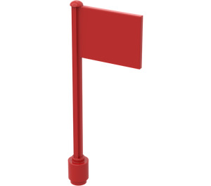 LEGO Red Flag on Ridged Flagpole (3596)