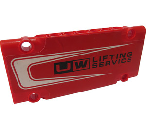 LEGO Red Flat Panel 5 x 11 with UW Lifting Service Sticker (64782)