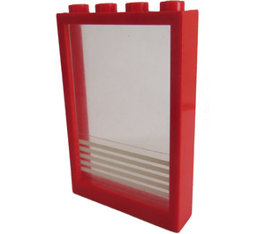 LEGO Red Frame 1 x 4 x 5 with Transparent Glass with 5 White Stripes Sticker (2493)