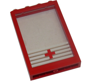 LEGO Red Frame 1 x 4 x 5 with Transparent Glass with Sticker