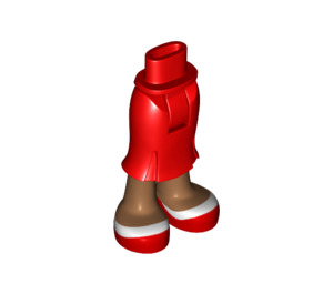 LEGO rot Friends Lange Skirt mit Medium Dark Flesh Beine und rot Weiß Sandals (92817)